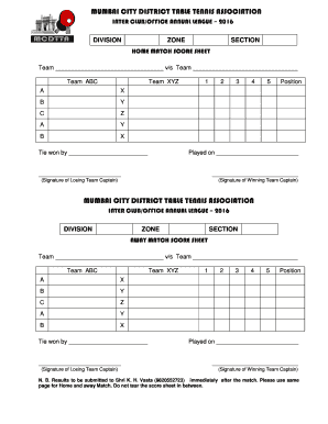 MUMBAI CITY DISTRICT TABLE TENNIS ASSOCIATION  Form