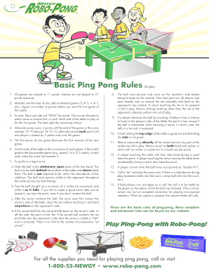 Basic Ping Pong Rules  Form