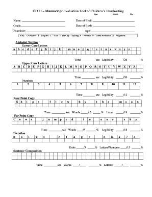 Etch Handwriting Assessment PDF  Form