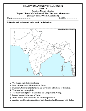 I Love My India Class 4 Worksheets with Answers  Form