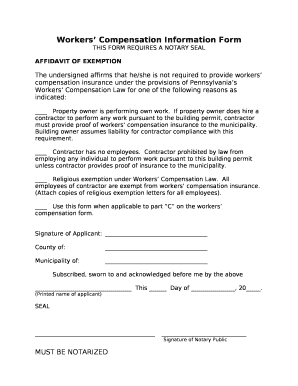 Workers Compensation Information Form