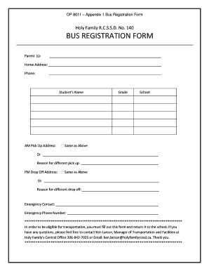  Bus Registration Form 2016-2024