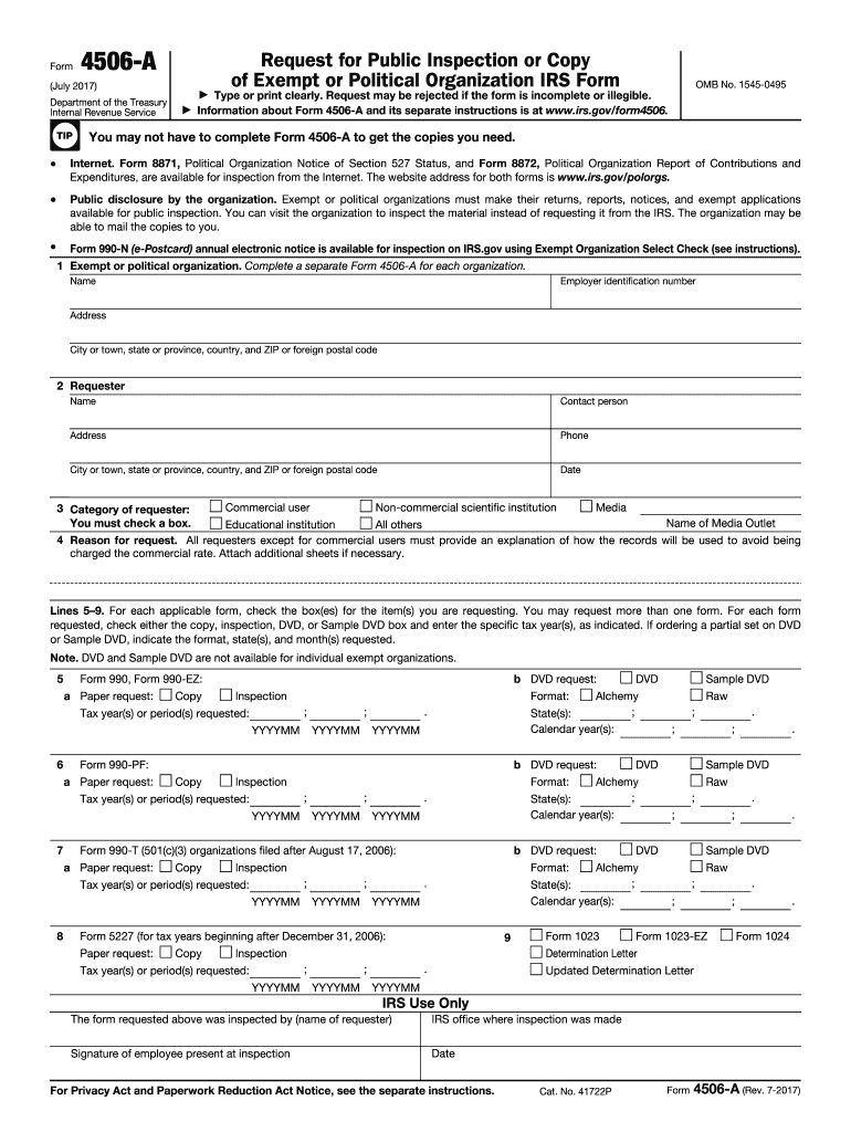 Get and Sign Form 4506 a 2017