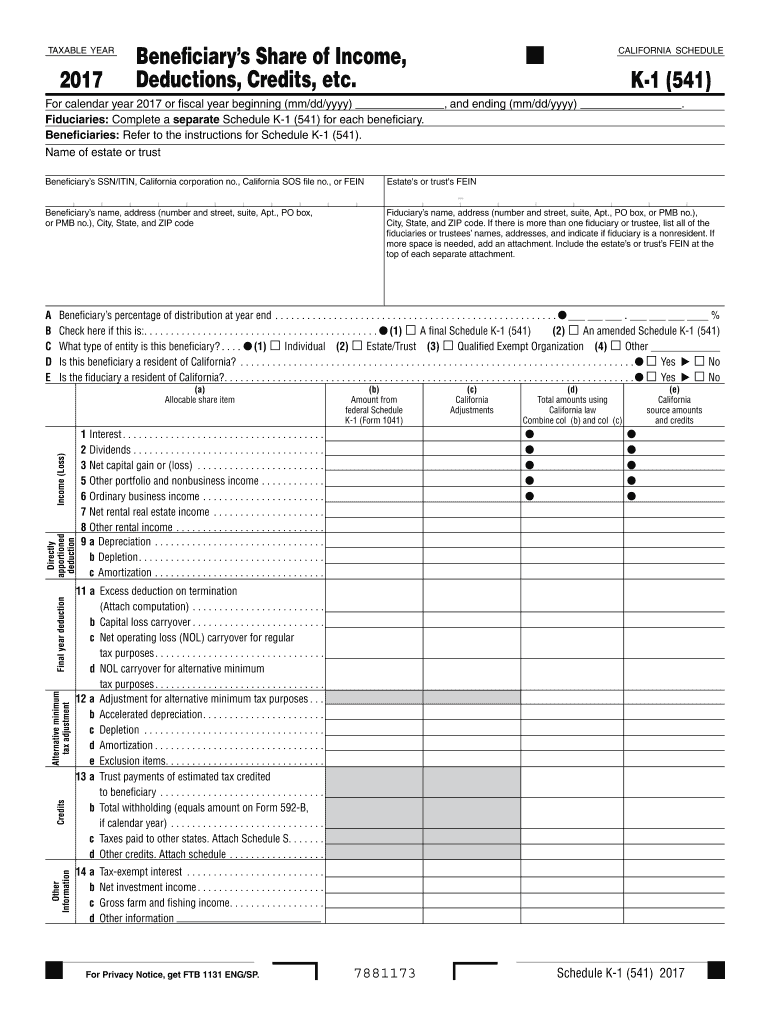  Form 540  California Resident Income Tax Return 2017