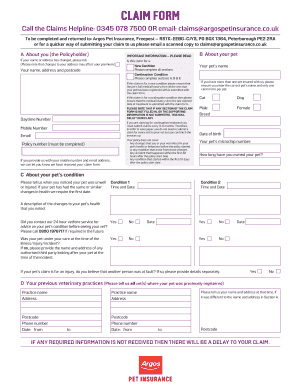 Argos Pet Insurance Claim Form