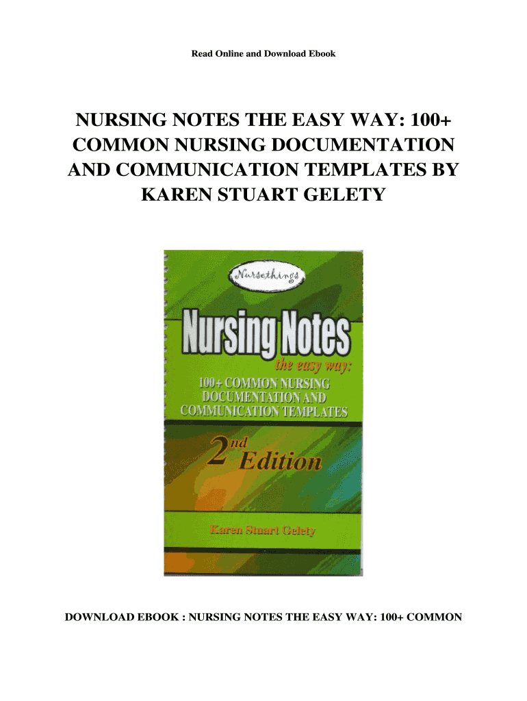 Nursing Notes the Easy Way PDF  Form