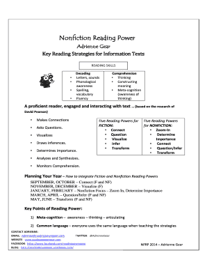 Nonfiction Reading Power  Form