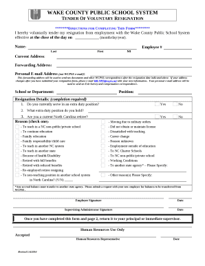 Wcpss Resignation Form