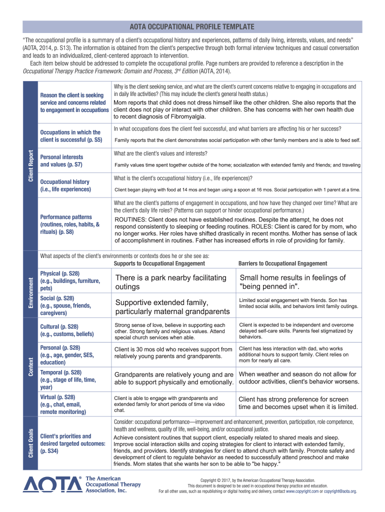 Occupational Profile Example  Form