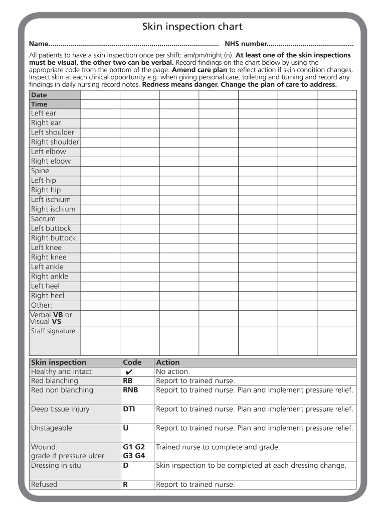 Skin Inspection Chart  Form