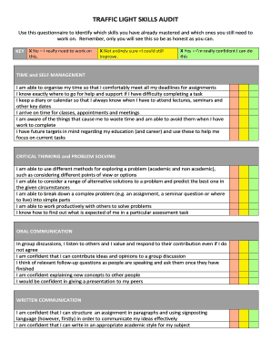 Traffic Light Skills Audit  Form