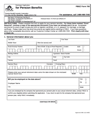 Pbgc Form 700