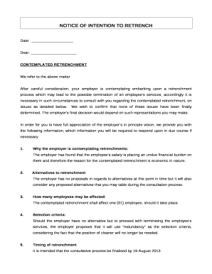 Retrenchment Letter Template South Africa  Form
