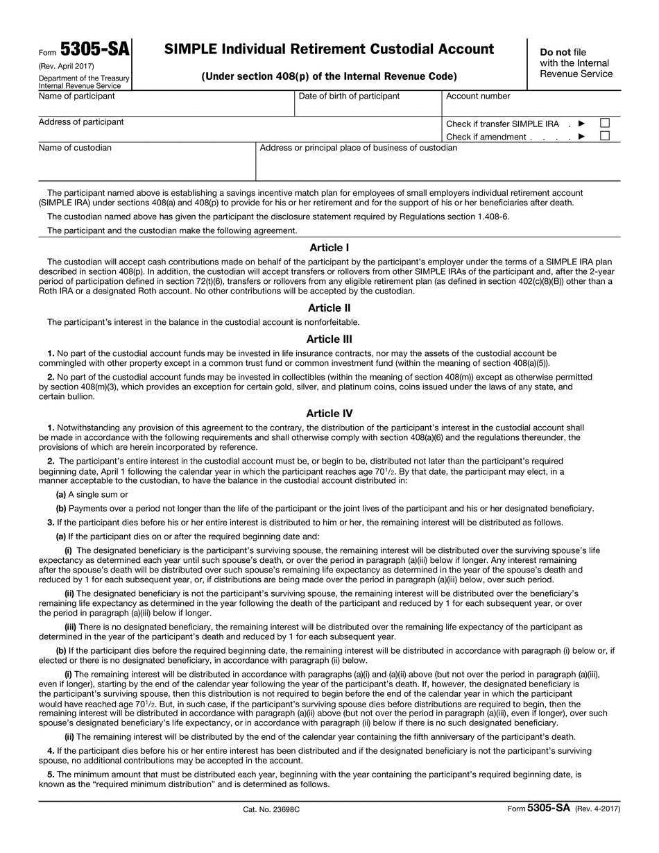 2021 5305-SA form