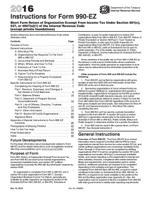  990ez Instructions Form 2016