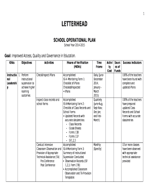 School Operational Work Plan PDF  Form