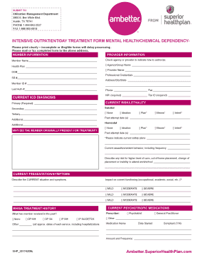 Health Plan Treatment Form Mental