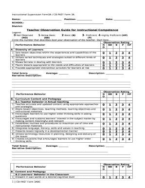 Instructional Supervision Form3A CB PAST Form 3A