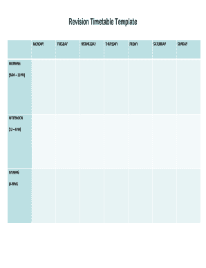 Revision Timetable Template  Form