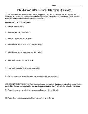 Job Shadow Informational Interview Questions