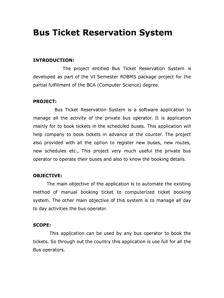 Bus Ticket Reservation System  Form