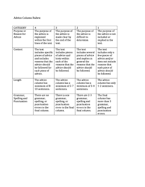 Advice Column Rubric  Form