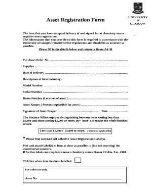 Asset Register Template PDF  Form