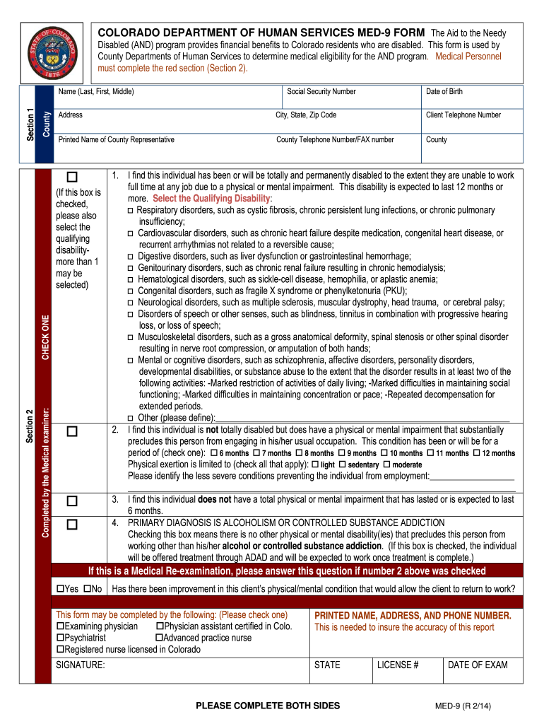  Med 9 Form Colorado 2014