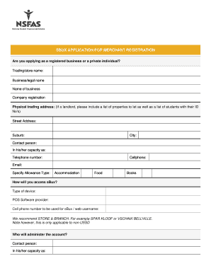 SBUX APPLICATION for MERCHANT REGISTRATION  Form
