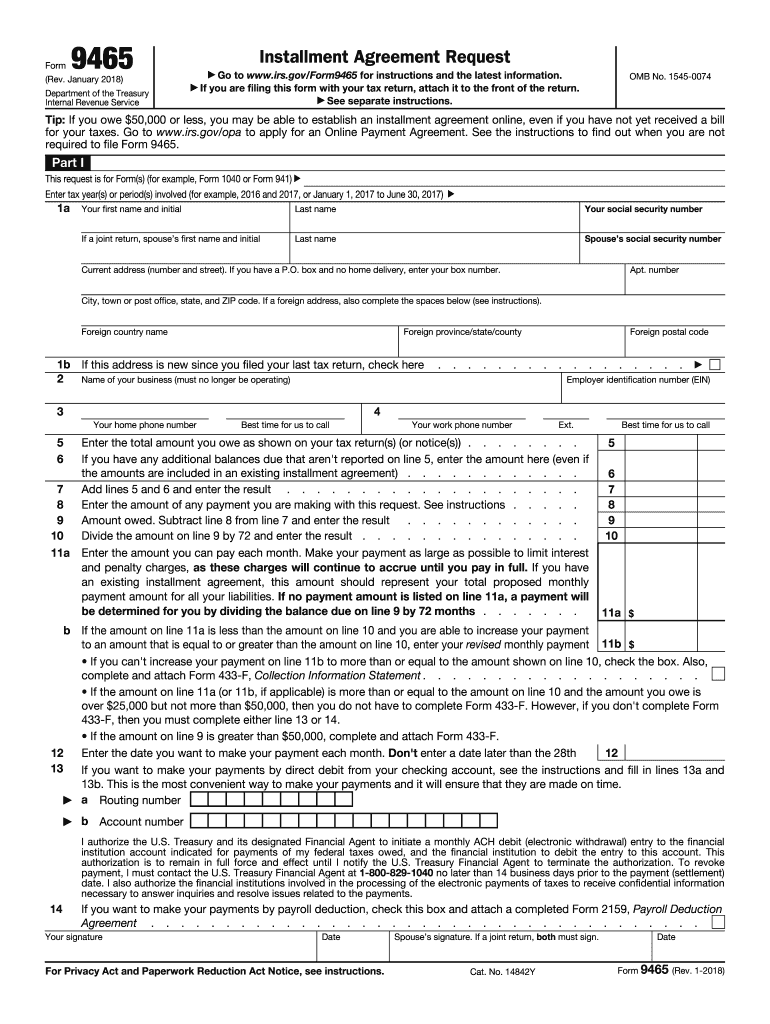  Form 9465 2018-2024