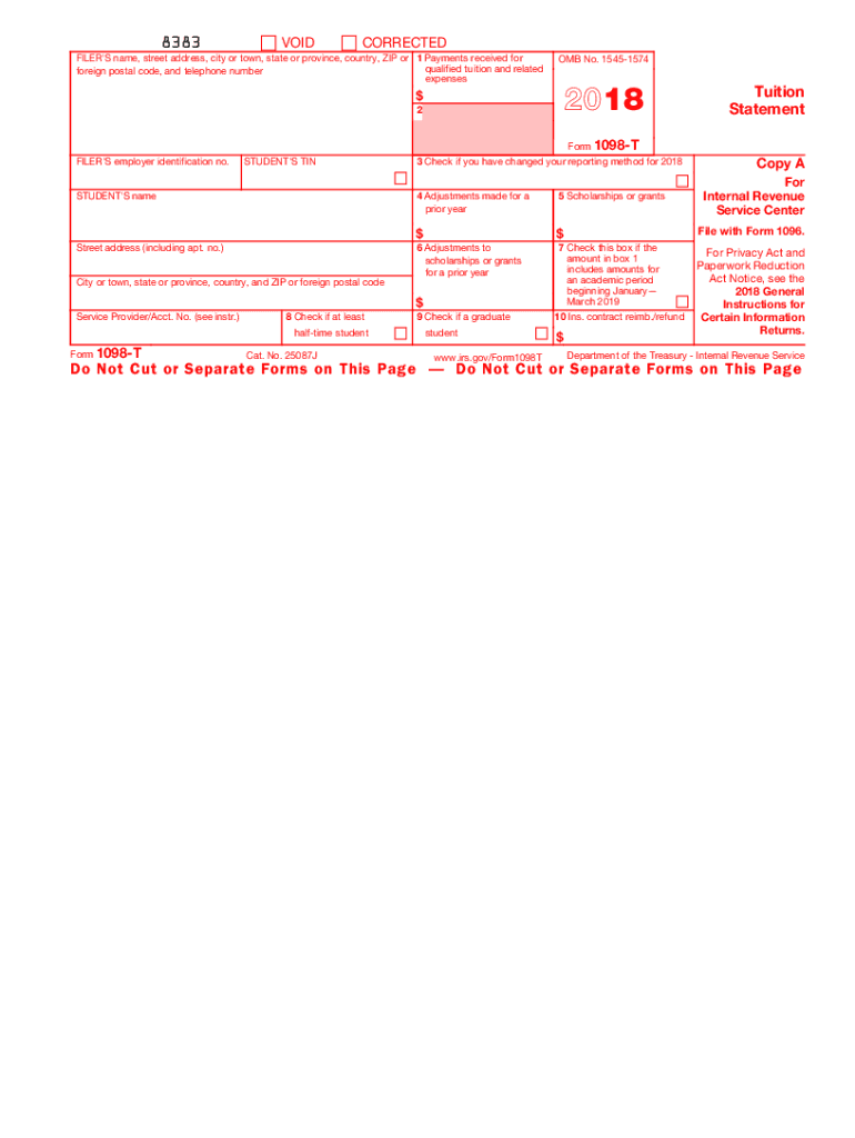  Fillable 1098 T Form 2018