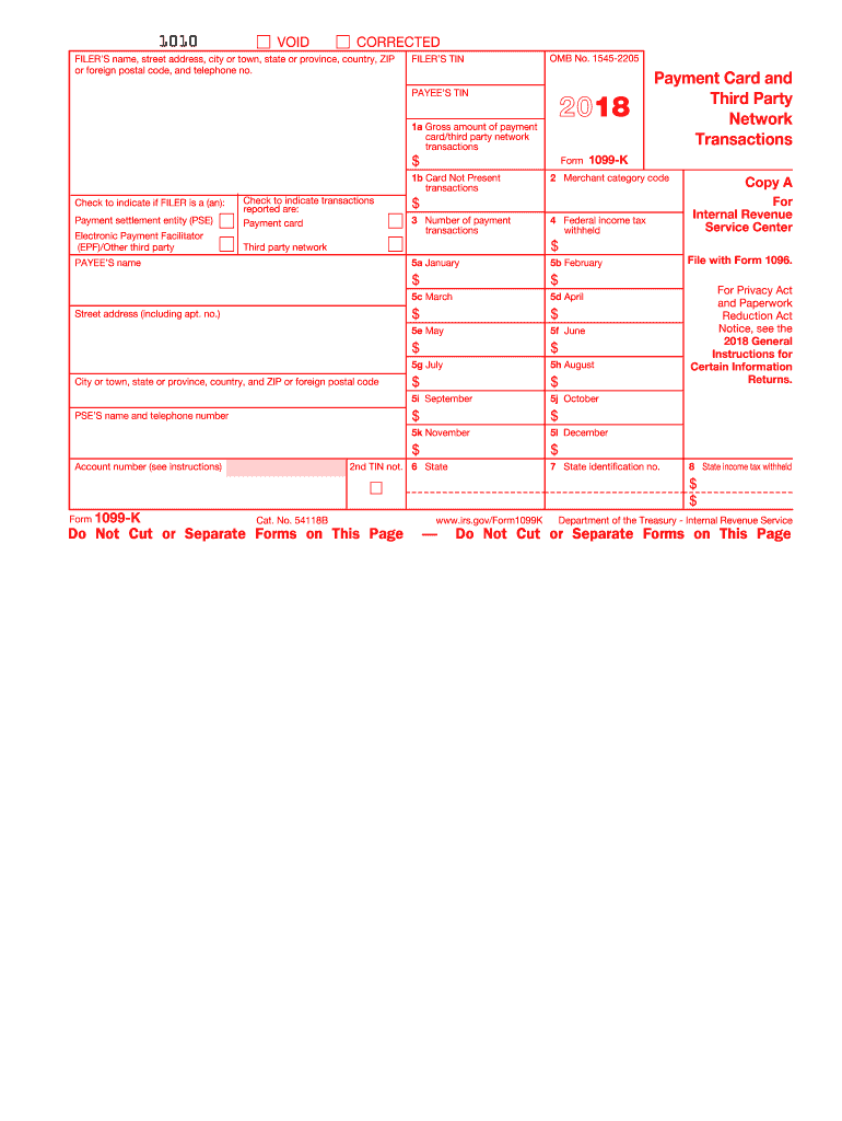  1099 K Form 2018