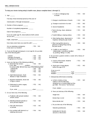 Well Woman Exam Template PDF  Form