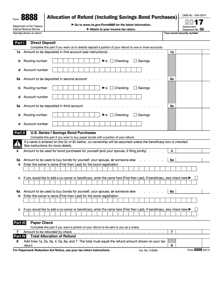  Irs Form 8888 2017