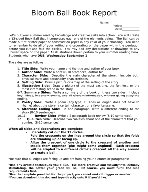 Bloom Ball Template PDF  Form