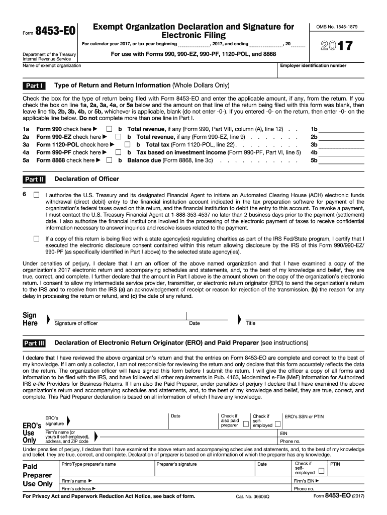  Irs Form 8453 Eo 2017