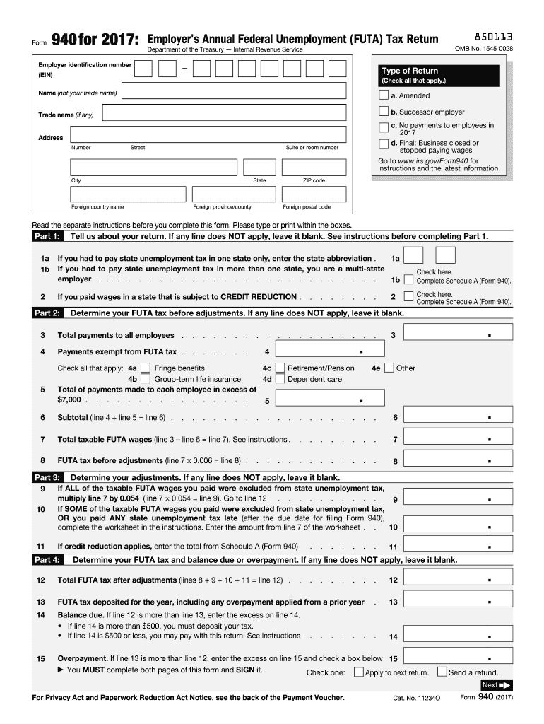  Irs Form 940 2017