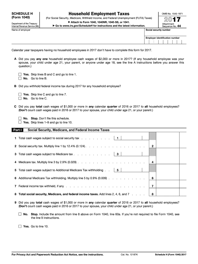  Schedule H  Form 2017