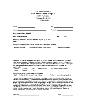 Printable Dog Boarding Forms