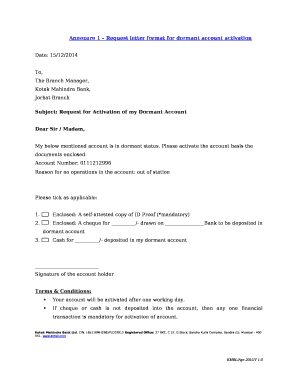 Bank Account Reactivation Letter Sample PDF  Form
