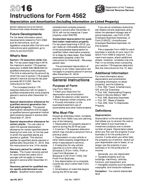  Instructions 4562 Form 2016