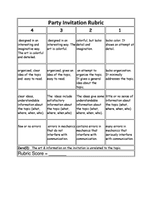 Invitation Rubric  Form