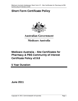 Certificate for Pharmacy  Form