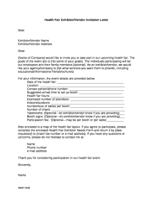 Health Fair Invitation Letter Sample  Form