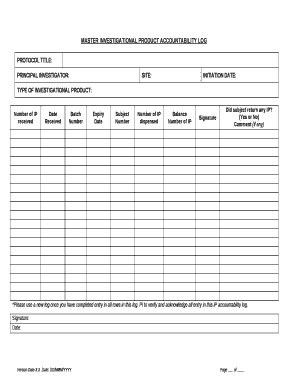 Ip Accountability Log  Form