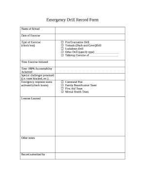 Emergency Drill Record Form