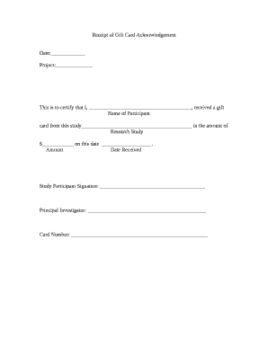 Gift Card Receipt Template  Form
