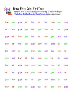 Stroop Test PDF Printable  Form