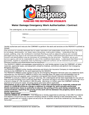 Restoration Work Authorization Form