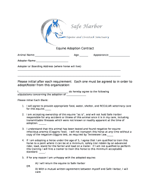 Equine Adoption Contract  Form